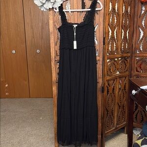 Max Studio Black Ruffled Maxi Dress Size XL
